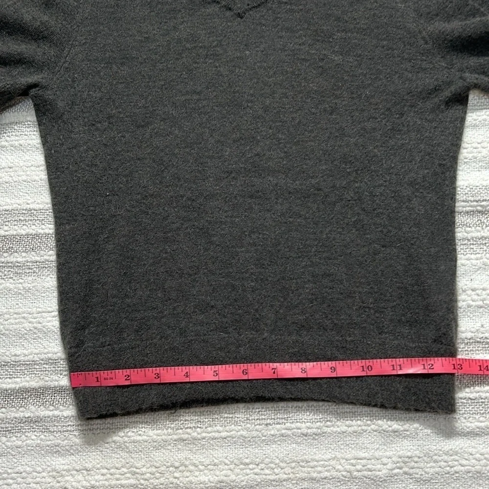 Zara Women S Wool Alpaca Blend V Neck Sweater Charcoal Gray Long Sleeve